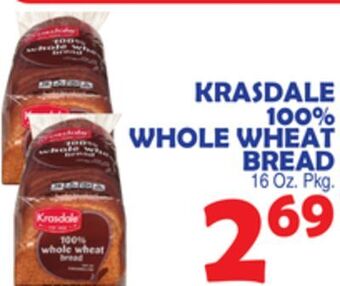 Bravo Supermarkets Krasdale 100% whole wheat bread offer