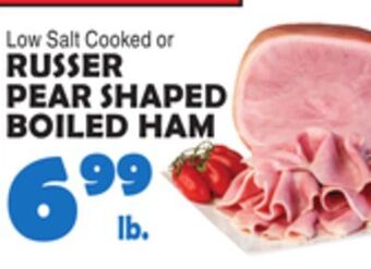 Bravo Supermarkets Russer pear shaped boiled ham offer