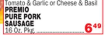 Bravo Supermarkets Premio pure pork sausage offer