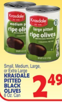 Bravo Supermarkets Krasdale pitted black olives offer
