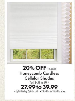 Boscov's Honeycomb cordless cellular shades offer