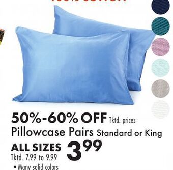 Boscov's Pillowcase pairs standard or king offer