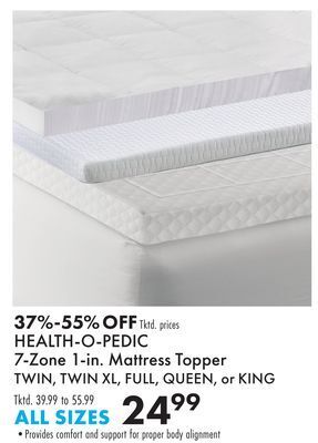 Boscov's Health-o-pedic 7-zone 1-in. mattress topper offer