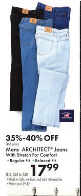 Boscov's Mens architect® jeans with stretch for comfort offer