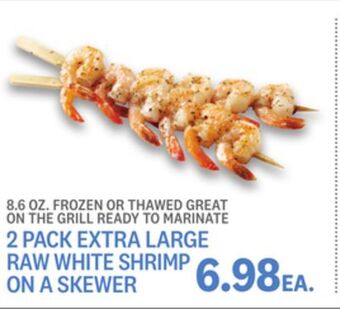 Kings Food Markets 2 pack extra large raw white shrimp on a skewer offer