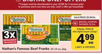 ACME Nathan's famous beef franks offer