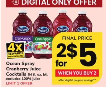 ACME Ocean spray cranberry juice cocktails offer