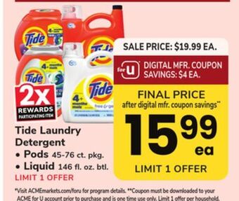 ACME Tide laundry detergent offer