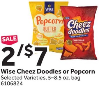 Stop&Shop Wise cheez doodles or popcorn offer