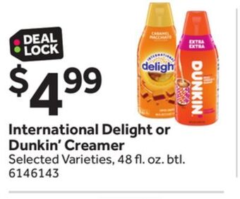 Stop&Shop International delight or dunkin' creamer offer