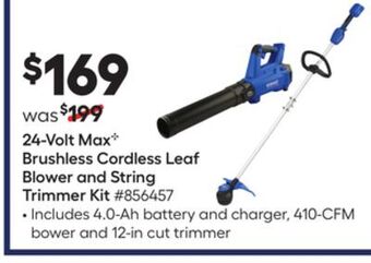 Lowe's 24-volt max c brushless cordless leaf blower and string trimmer kit offer