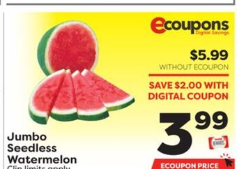Weis Markets Jumbo seedless watermelon offer