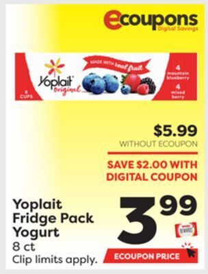 Weis Markets Yoplait fridge pack yogurt offer