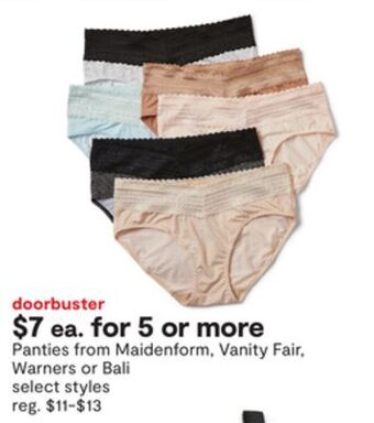 JC Penney Panties from maidenform, vanity fair, warners or bali offer