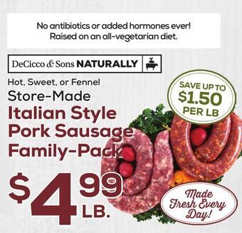 DeCicco & Sons Italian style pork sausage family-pack offer