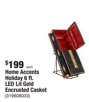 The Home Depot Home accents holiday 6 ft. led lit gold encrusted casket offer