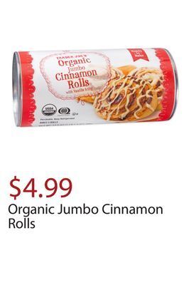 Trader Joe's Organic jumbo cinnamon rolls offer