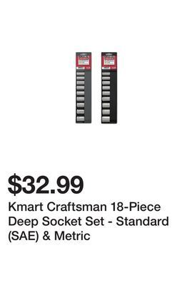 Kmart Kmart craftsman 18-piece deep socket set - standard (sae) & metric offer