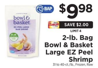 ShopRite 2-lb. bag large ez peel shrimp offer