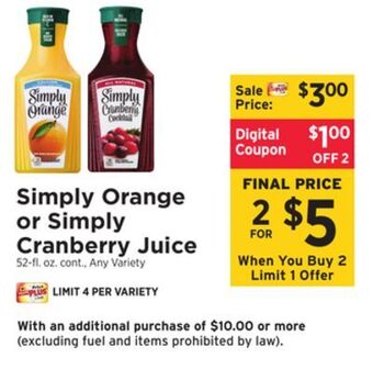 ShopRite Orange or cranberry juice offer