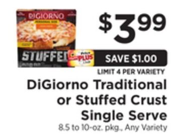 ShopRite Traditional or stuffed crust single serve offer