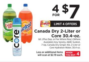 ShopRite Canada dry 2-liter or core 30.4-oz. offer