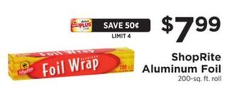 ShopRite Aluminum foil offer