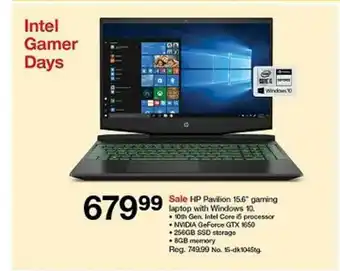 Target Hp Pavilon 15.6 Gaming Laptop With Windows 10 offer