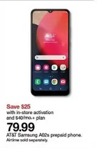 Target At&t Samsung A02s Prepaid Phone offer