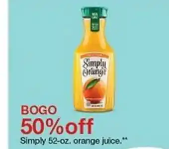 Target Simply 52-Oz Orange Juice Bogo 50% Off offer