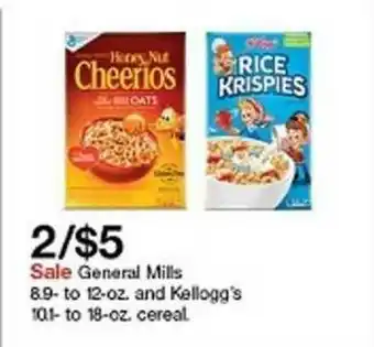 Target General Mills 8.9- To 12-Oz And Kellogg's 10.1- To 18-Oz Cereal offer