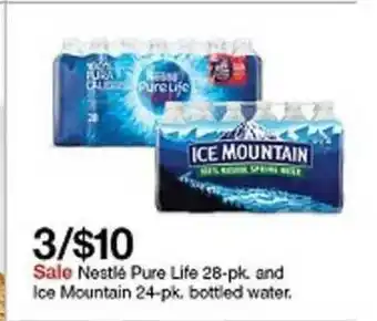 Target Nestlé Pure Life 28-Pk And Ice Mountain 24-Pk Bottled Water offer