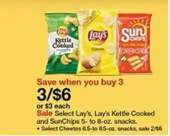 Target Lay's, Lay's Kettle Cooked And SunChips 5- To 8-Oz Snacks offer