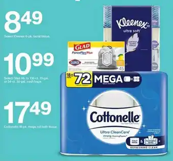 Target Kleenex 6-Pk Facial Tissues, Glad 45- Ti 106-Ct 13-Gal. Or 34-Ct 30-Gal Trash Bags Or Cottonelle 18-Pk Mega Roll Bath Tissue offer