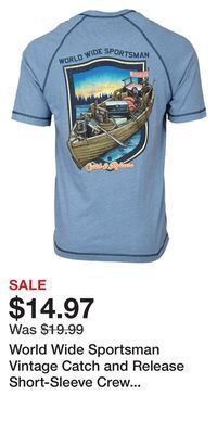 Cabela's World wide sportsman vintage catch and release short-sleeve crew neck t-shirt for men offer