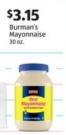 Aldi Burman's Mayonnaise 30 oz. offer