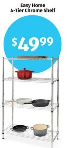 Aldi Easy Home 4-Tier Chrome Shelf offer