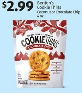 Aldi Benton's Cookie Thins Coconut or Chocolate Chip 4 oz offer