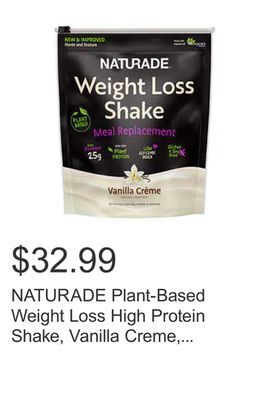 Costco Naturade plant-based weight loss high protein shake, vanilla creme, 2.5 lbs offer