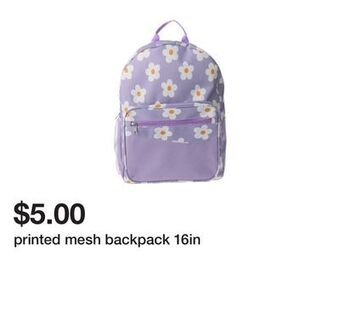 Five Below Printed mesh backpack 16in offer