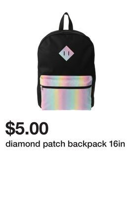 Five Below Diamond patch backpack 16in offer