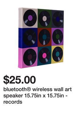 Five Below Bluetooth® wireless wall art speaker 15.75in x 15.75in - records offer