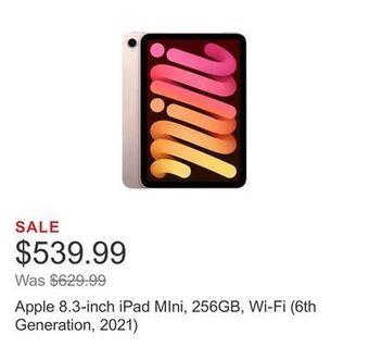 Costco Apple 8.3-inch ipad mini, 256gb, wi-fi (6th generation, 2021) offer