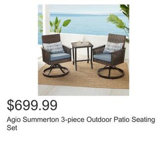 Costco Agio summerton 3-piece outdoor patio seating set offer