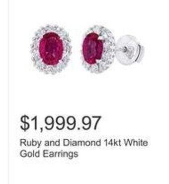 Costco Ruby and Diamond 14kt White Gold Earrings offer