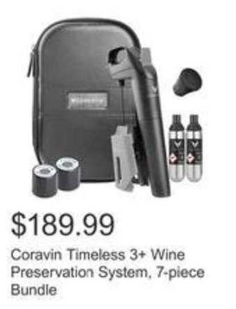Costco Coravin Timeless 3+ Wine Preservation System, 7-piece Bundle offer