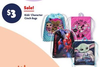 Family Dollar Kids' character cinch bags offer