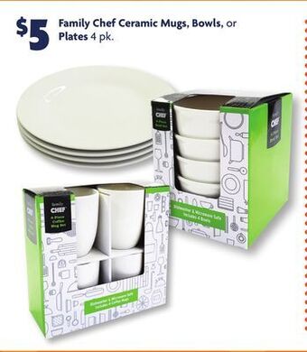 Family Dollar Family chef ceramic mugs, bowls, or plates offer