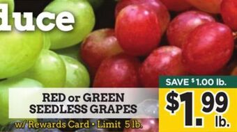 Dearborn Market Red or green seedless grapes offer