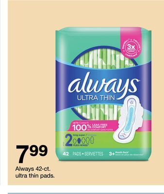 Target Always 42-ct. ultra thin pads offer